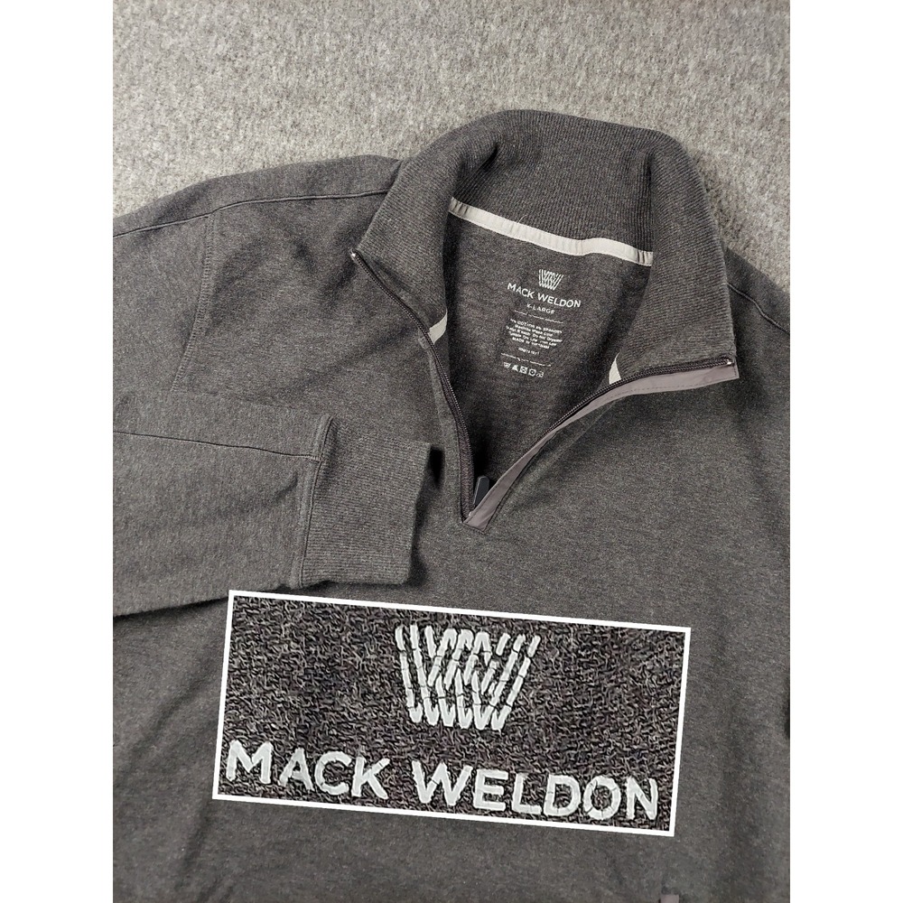 Mack Weldon Ace Mens XL Quarter Zip Pullover Gray Lightweight Stretch Sweater